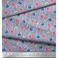 thumbnail image 2 of Soimoi Grey Rayon Fabric Bubbles,Starfish & Tangfish Ocean Print Fabric by Yard 42 Inch Wide, 2 of 3