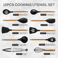 thumbnail image 2 of Carote 10 Pcs Silicone Cooking Utensils Set for Kitchen with Wooden Handle, Black, 2 of 7