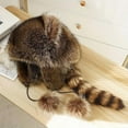 thumbnail image 3 of 2025 Raccoon Tail Mood Hat with Detachable Fluffy Earmuffs, Retro Y2K Winter Accessory for Cottagecore and Casual Style, 3 of 7
