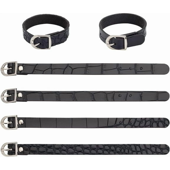 4 Pcs Kilt Extender Straps PU Leather Cuff Belt Buckles 7.7 inch Adjustable Armbands Non Slip Sleeve Holders for Shirt Coat Jacket Dress Bags DIY Craft Black for diy