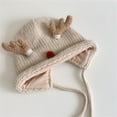 thumbnail image 2 of DHFJKG Newborn Baby Unisex Christmas Knitted Hats With Reindeer Ears Tie Back Adjustable Warm Beanie Autumn Winter Lovely Hats, 2 of 6