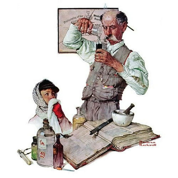 Marmont Hill "Pharmacist" by Norman Rockwell Painting Print on Canvas