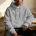 thumbnail image 6 of JIAYUE Men Hooded Sweatshirt Oversize Solid Color Long Sleeve Drawstring With Pocket Hoodie for Outdoor Workout, 6 of 8