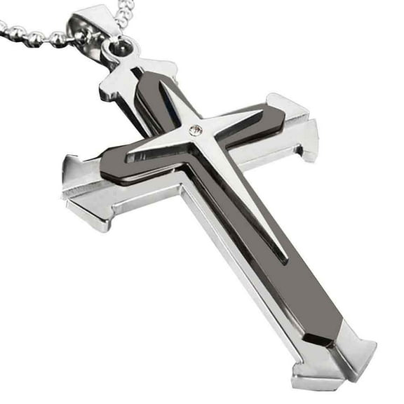 Guodhu Stainless Steel Large Jesus Christ Cross Pendant Necklace Religious Jewelry For Men