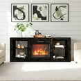 thumbnail image 4 of Ktaxon Farmhouse Fireplace TV Stand, Mid-Century Entertainment Center with 18in electric Heater Mantel for up to 65" TVs, Deep Brown, 4 of 7