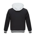 thumbnail image 3 of The Polar Club Boys' Fleece Varsity Baseball Jacket with Removable Hood (Black-5), 3 of 5