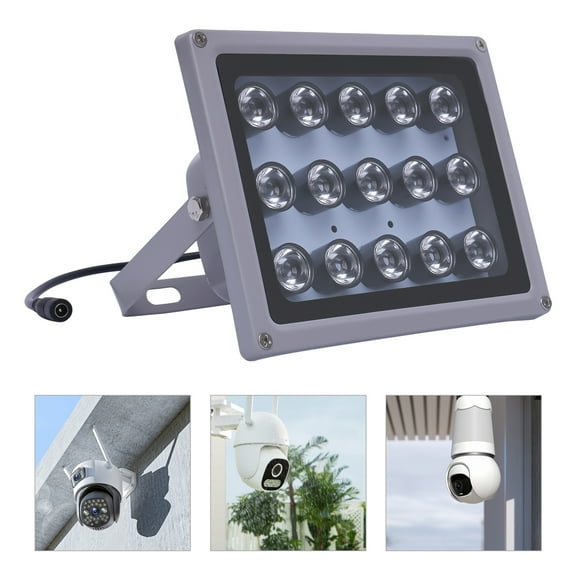 15 LED Infrared IR Illuminator Lamp Night Vision Floodlight Silver Gray 7.1*4.5*5.5inch For CCTV 12V