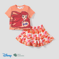 thumbnail image 1 of Disney Disney Princess Moana/Ariel 2 piezas de conjunto de camiseta para niñas pequeñas con estampa del personaje Naia™ y patrón por toda la prenda y falda volada, 1 of 3