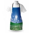 thumbnail image 4 of Blue Sky Apron, White Flower Field with a Tree Far Away Grassland Nature Scene, Unisex Kitchen Bib with Adjustable Neck for Cooking Gardening, Adult Size, Forest Green Sea Blue, by Ambesonne, 4 of 4