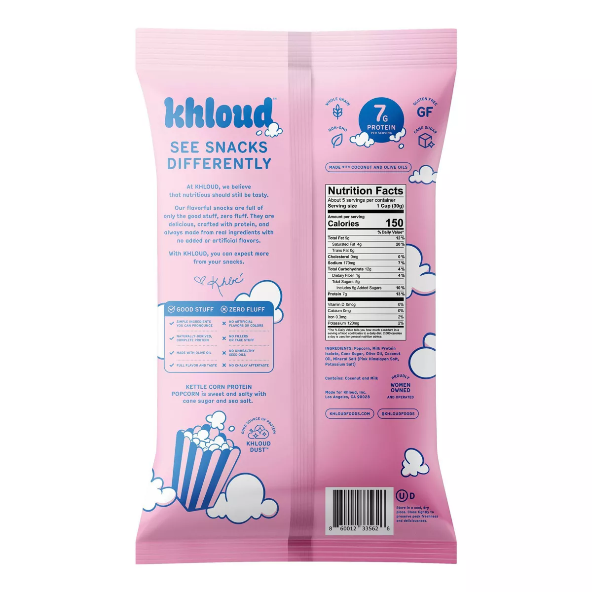 Khloud Sweet and Salty Kettle Corn Protein Popcorn; Gluten Free; Non-GMO- 5 oz