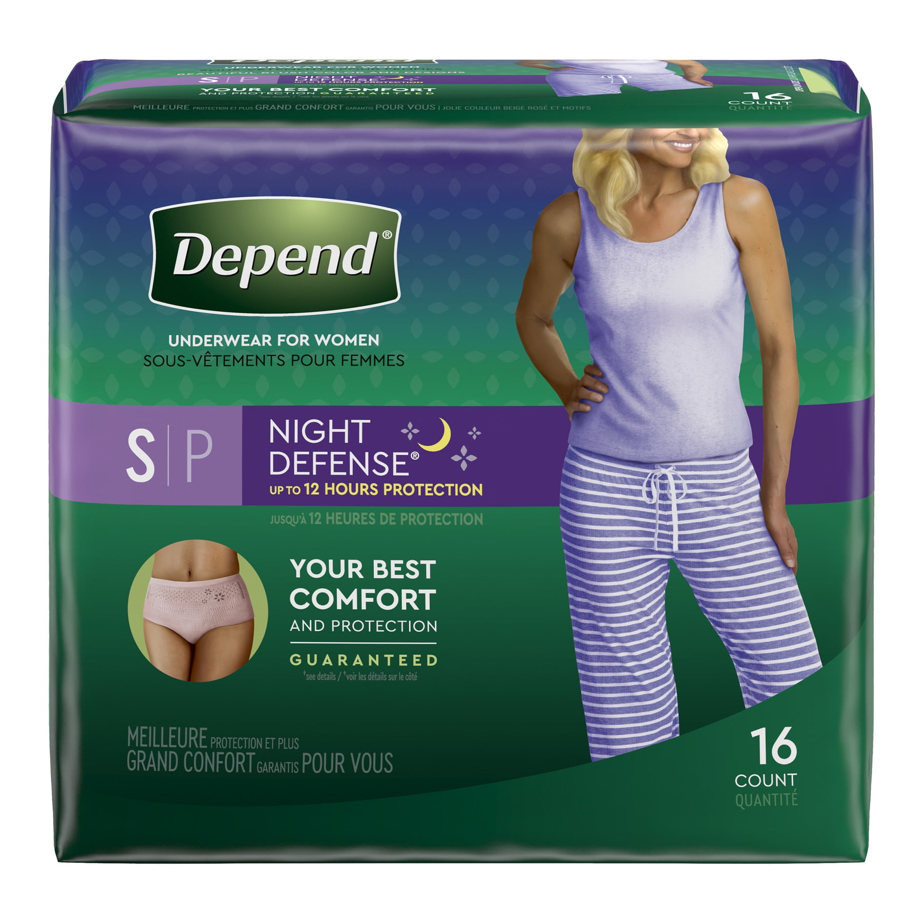 Depend OverNight Defense Incontinence Underwear for Women, Blush, Small