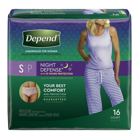 Depend Night Defense Incontinence Underwear for Women, Overnight, S, Blush, 16