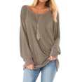 thumbnail image 1 of Femmes Couleur Bloc Patchwork Col Rond Manches Longues Pull-Shirt, 1 of 5
