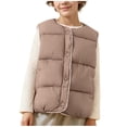thumbnail image 2 of Chaquetas y abrigos casuales sin mangas y sin capucha de invierno de color sólido con plumón, chaqueta sin mangas y sin capucha para niños, abrigos casuales, chaquetas, abrigos de poliéster para niños, 2 of 7