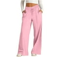 thumbnail image 2 of SDNall Wide Leg Woman Fashion Womens Casual Solid Color Pants Straight Wide Leg Trousers with Pocket Sweatpants Lounge Women Summer, 2 of 9