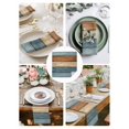 thumbnail image 3 of Farmhouse Blue Brown Cloth Napkins Set of 6 Reusable Dinner Napkins, Vintage Wooden Striped Cocktail Napkin Washable Table Napkins for Wedding/Holiday Party/Baby Shower 20"x20", 3 of 7