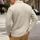 thumbnail image 5 of Blusa y camisa de manga larga con cuello vuelto para hombre, color liso, informal, con botones, cárdigan de media manga, top de solapa de manga larga, blusas de poliéster para hombre, 5 of 9