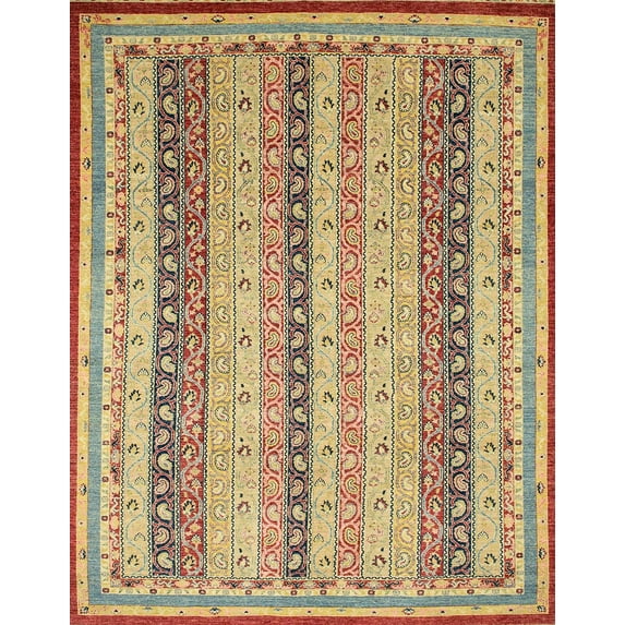 Ahgly Company Machine Washable Indoor Rectangle Abstract Yellow Area Rugs, 7' x 9'