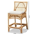 thumbnail image 4 of Bowery Hill White Fabric Upholstered and Brown Rattan Counter Stool, 4 of 10