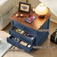 thumbnail image 4 of Joaxswe Nightstand with Charging Station, Dark Blue Nightstand with Rustic Brozon Handle, Wooden Bedside Storage Cabinet Unit for Bedroom/Small Space, 4 of 8