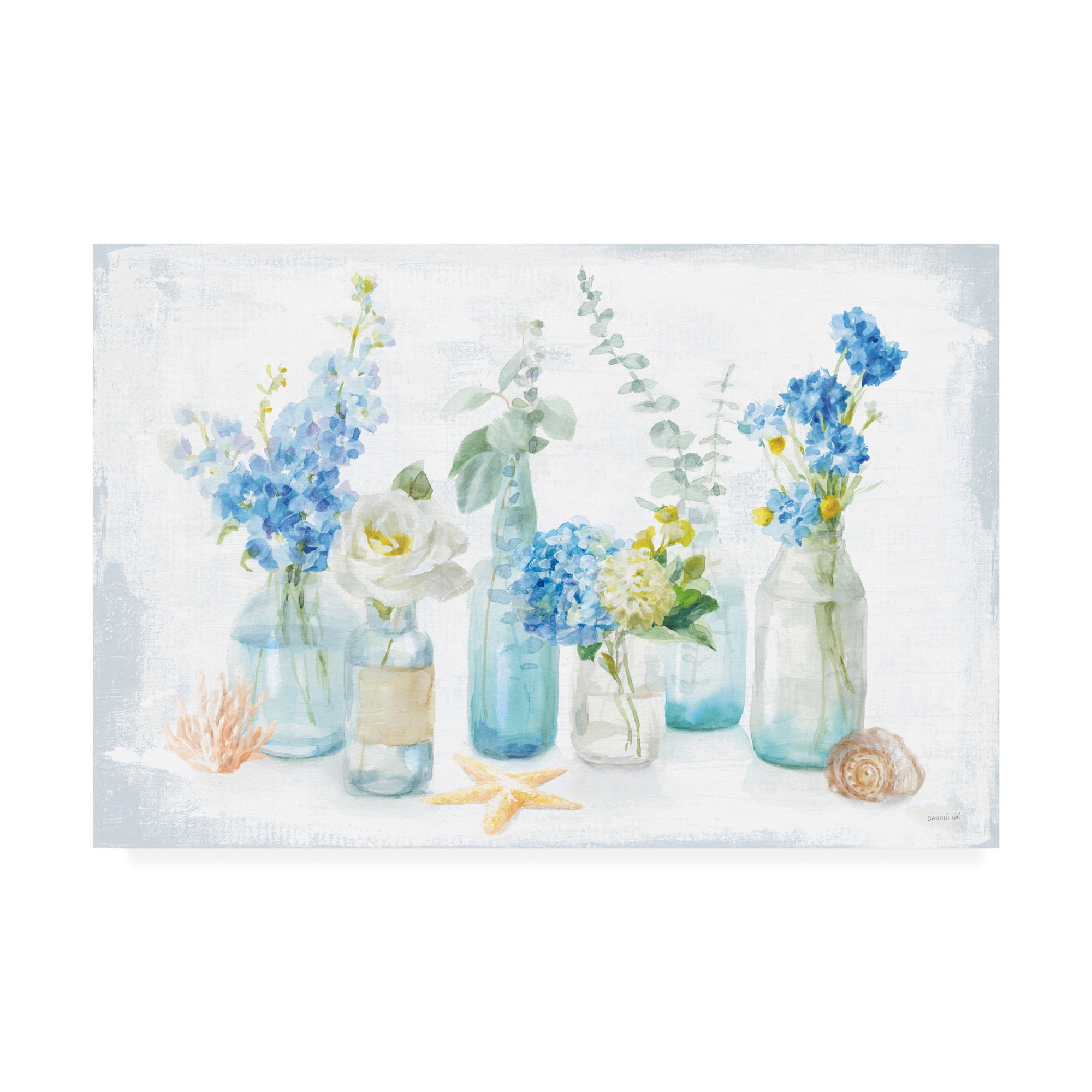 Treasures from The Sea III Aqua Giclee Stretched Canvas Artwork 18 x 18 Global Gallery Danhui NAI