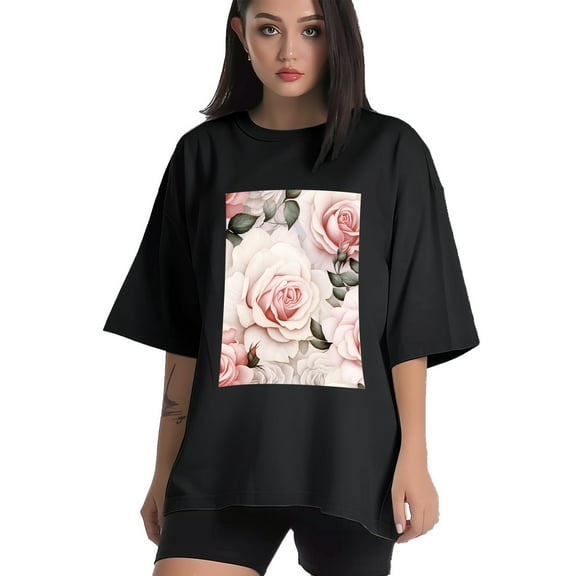 Plus Size Shirt for Women Black Tops for Women Short Sleeves Shirt for Women Valentine's Day (35) T Shirt Crewneck Shirt for Women XS