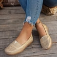 thumbnail image 2 of Rokment Beach Vintage Wedges Walking Shoes for Women Casual Comfortable Leather Hollow out Soft Slip on Mid Heels Non Slip Driving Nursing Work Dress Loafers Beige Size 6, 2 of 7