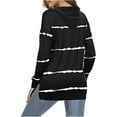 thumbnail image 2 of Women's Casual Tie Dye Striped Loose Long Sleeves Drawstring Tunic Tops, 2 of 2