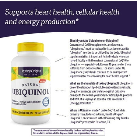Healthy Origins Ubiquinol 100 mg (Kaneka QH, Non-GMO, Gluten Free, Heart Support, Energy Support), 150 Softgels
