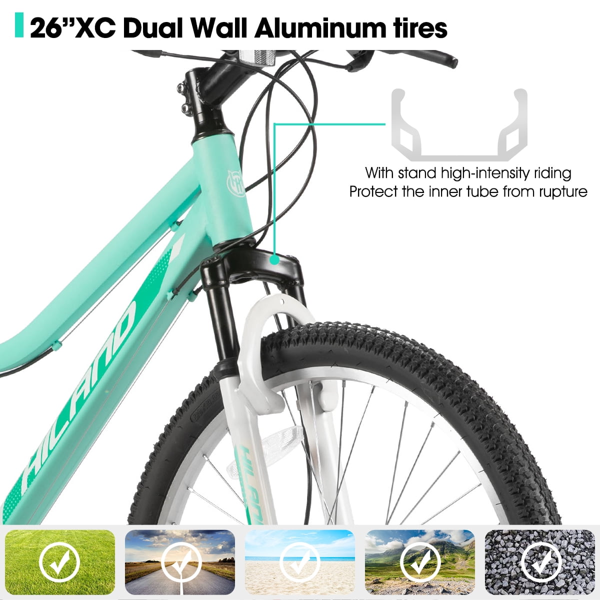 Hiland 26 Inch Mountain Bike, 18 Speed MTB with Dual Disc Brake, Mountain Bike for Men Women, High Carbon Steel Frame Bicycle