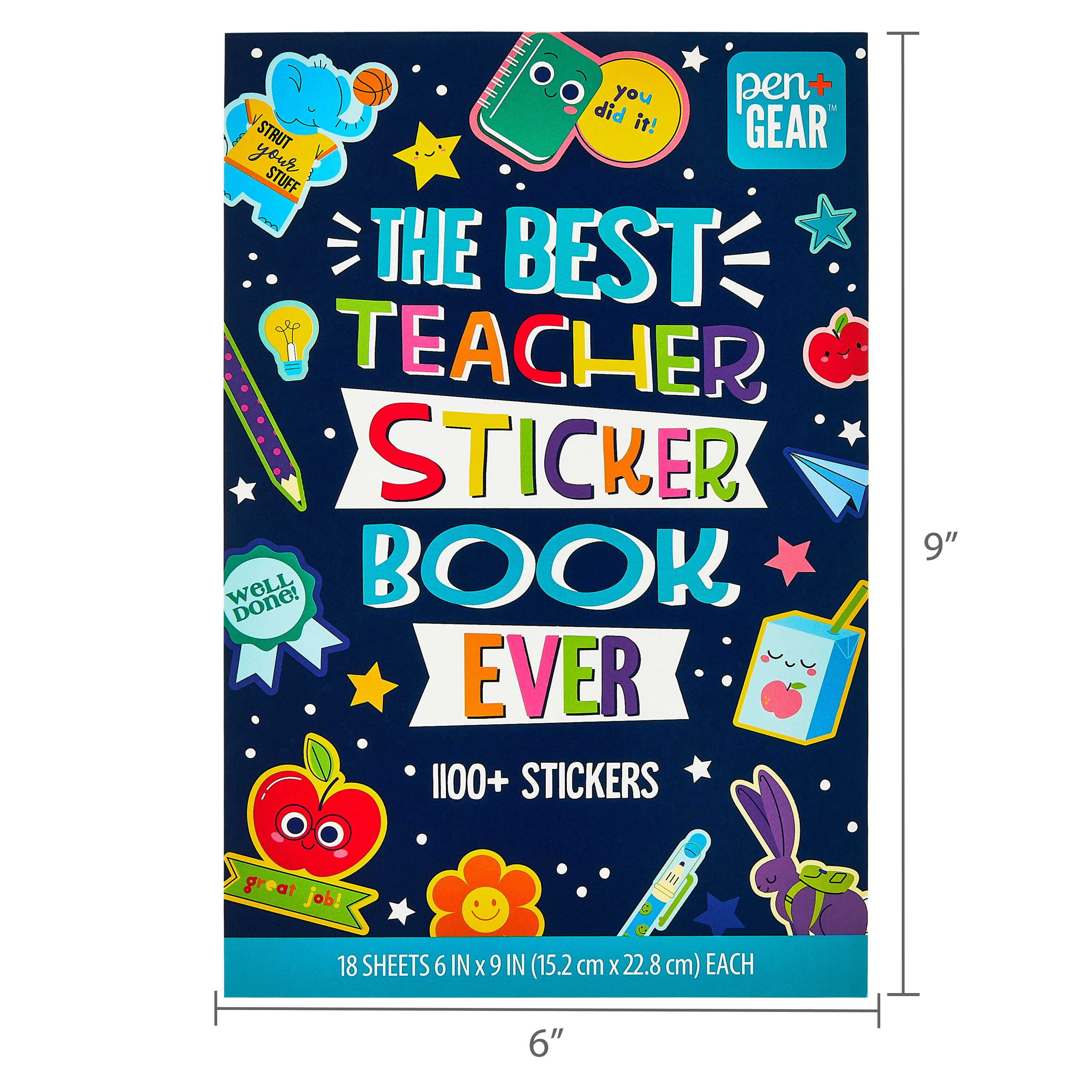 Pen+Gear The Best Teacher Reward Sticker Book Ever, 18 Sheets, Teacher