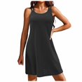 thumbnail image 2 of Dresses for Women 2025 Elegant Classy Swimsuit Cover Up Spaghetti Strap Eyelet Embroidery Sleeveless Summer Dress Black L, 2 of 6