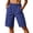 Dark Blue, variant on Bermuda Cargo Shorts Women, Elastic High Waist Pockets Shorts 7 Inch Inseam Summer Jorts for Women Casual Black,XL