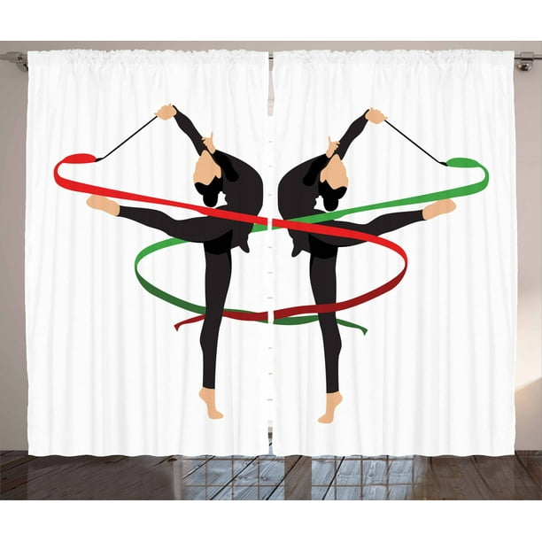 Gymnastics Curtains 2 Panels Set Ribbon Dancing Olympic Sports Pattern With Symmetrical Woman Gymnast Figures Window Drapes For Living Room Bedroom 108w X 84l Inches Multicolor By Ambesonne Walmart Com Walmart Com