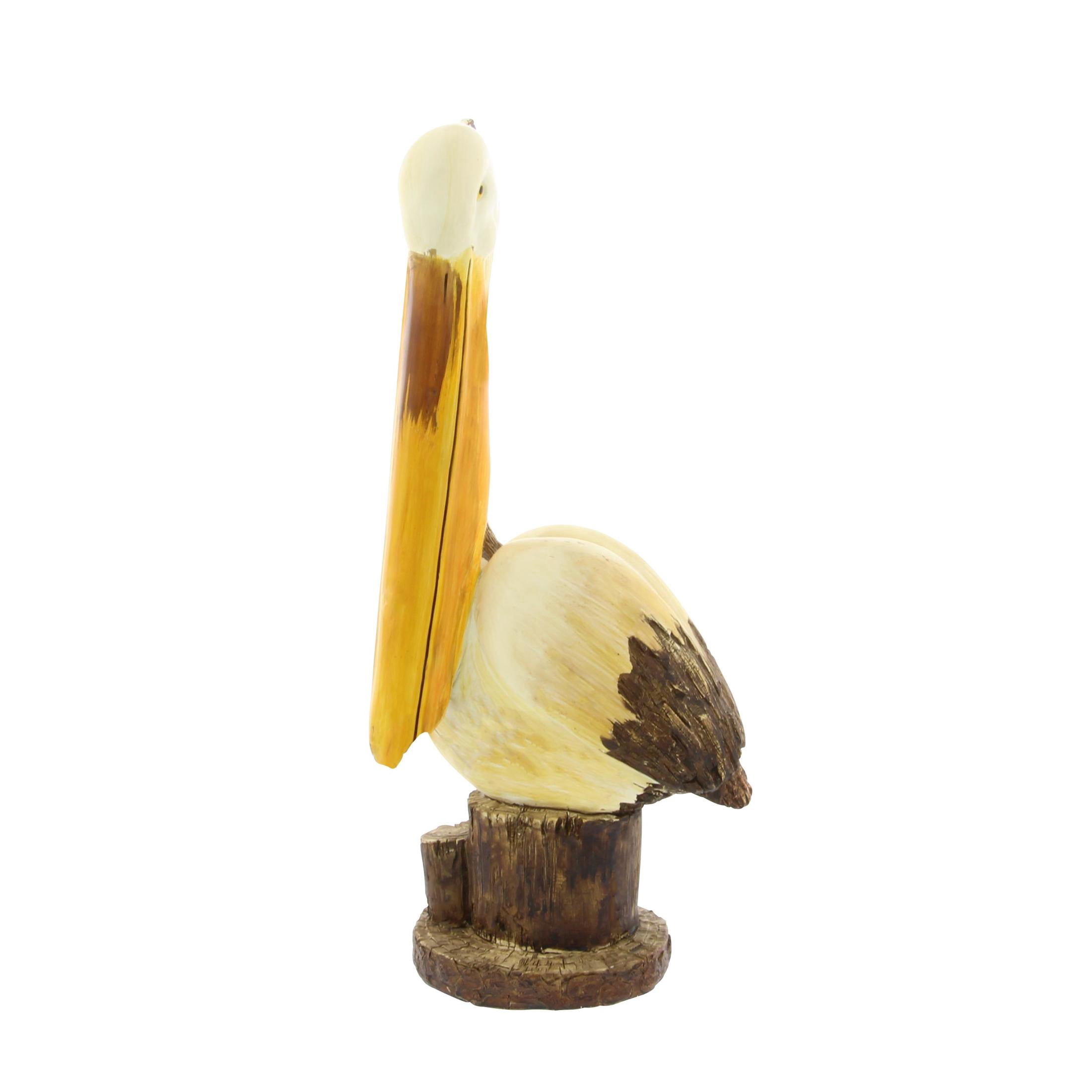 7" x 18" Cream Polystone Pelican Sculpture, by DecMode