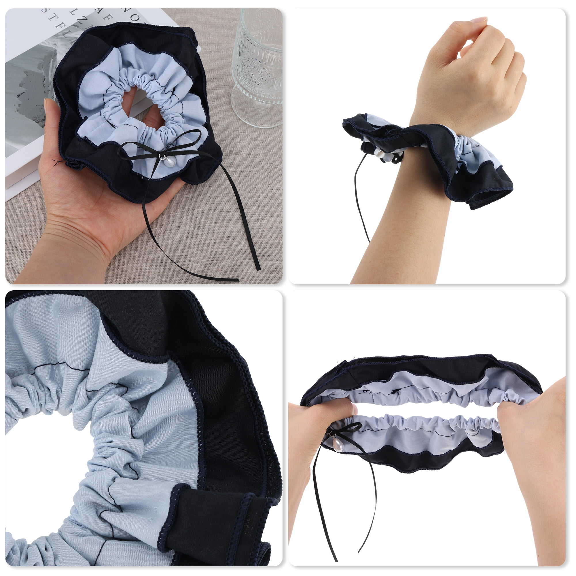 Unique Bargains Fashionable Patchwork Denim Hair Ties in Blue for All Your Styling Needs