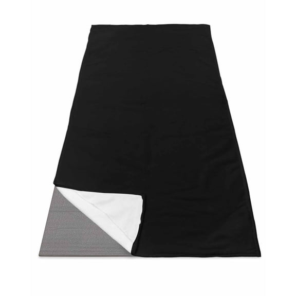 Black Yoga Towel for Hot Yoga Non Slip, Solid Color Farmhouse Black Yoga Mat Towel Absorbent Yoga Sweat Towels Microfiber Hot Yoga Blanket for Bikram Pilates 26"x70"