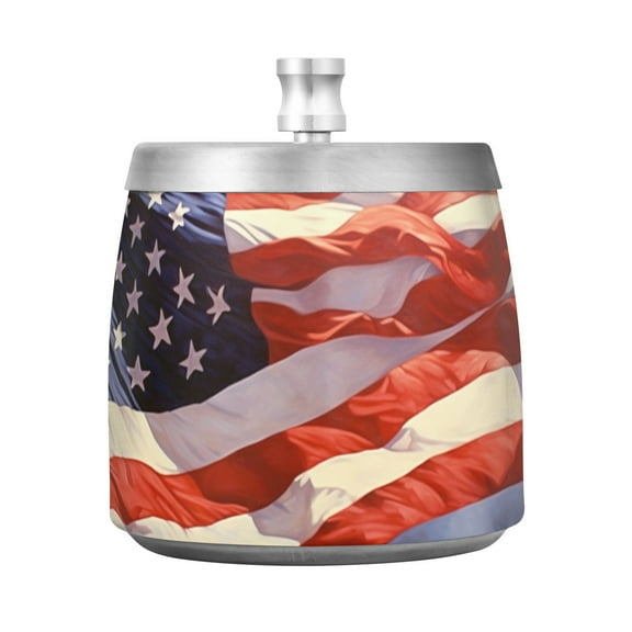 American Flag Sky Ashtray with Lid Smell Proof Cigarette Ashtray Stainless Steel Smokeless Ash Holder for Indoor Outdoor