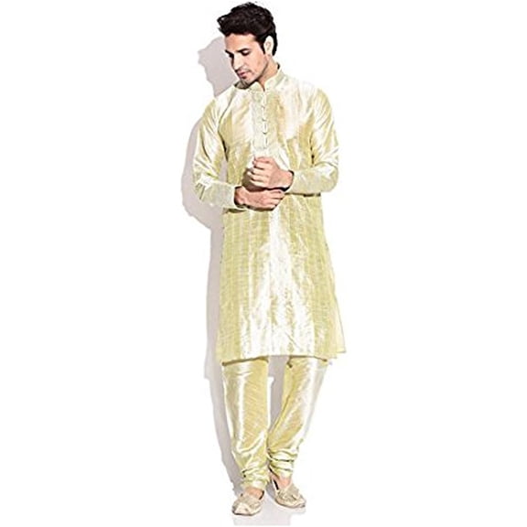 Royal Kurta Mens Silk Blend Kurta Churidar Gold