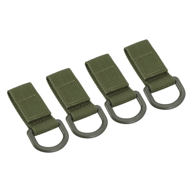 Unique Bargains Belt Keeper Key Chain, 4 pack D Type Thickening Nylon Strap Key Chain Hook, Green