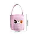 thumbnail image 3 of Ouuluon Sturdy Halloween Plaid Storage Basket, 9x9 inch Ghost Pumpkin Decorative Handheld Basket for Home Party, 3 of 6
