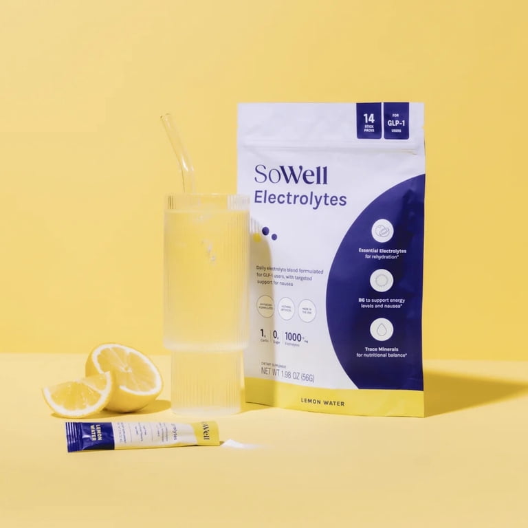 best electrolyte powder for glp 1 SoWell Lemon Water Electrolytes