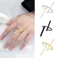 thumbnail image 2 of Yesbay Opening Ring Adjustable Double Bar Geometric Ring Women Men Jewelry-Black, 2 of 7