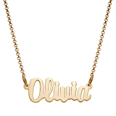 Personalized Women's 14kt Gold-Plated Sterling Hollywood Nameplate ...