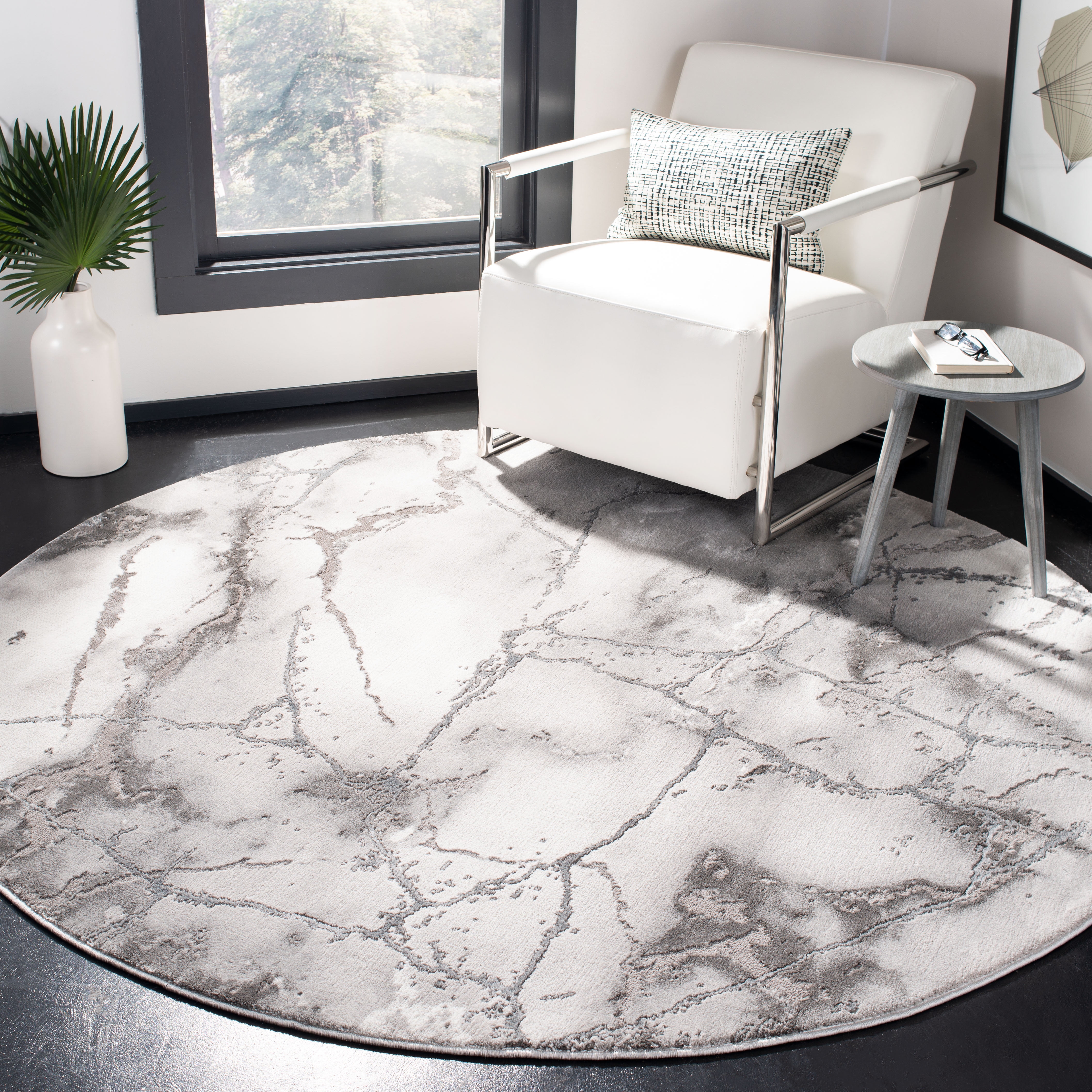 Geometric Marble Texture Round Floor Mat Bedroom Carpet Living Room Area Rugs