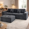 thumbnail image 2 of Muumblus 105" Oversized Modular Sectional Sofa with Movable Ottoman, L-Shaped Boneless Cloud Couch, Modern Sleeper Sofa for Living Room, Gray Corduroy, 2 of 6