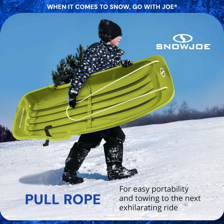 Snow Joe Plastic Snow Sled 48” Toboggan Board with Handles and