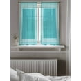 thumbnail image 5 of Aqua White Geometric Tier Curtains 45 Inch Length, Sheer Curtains for Bedroom Living Room Window, Country Greece Key Art Rod Pocket Voile Drapes Kitchen Curtains Small Half Window 27.5"x45" 2 Panels, 5 of 7