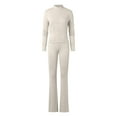 thumbnail image 4 of HJYCHN Women Outfit Sweatsuits 2 Piece Long Sleeve Bodysuits Top with Skinny Pants Fitness Wear Outfits Bodysuits and Pants Sets Athletic Performance White XL, 4 of 6