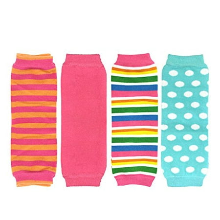 ALLYDREW Footless Leg Warmers for Babies and Toddlers - Stripes, Pink, Rainbow, Blue Dots (4